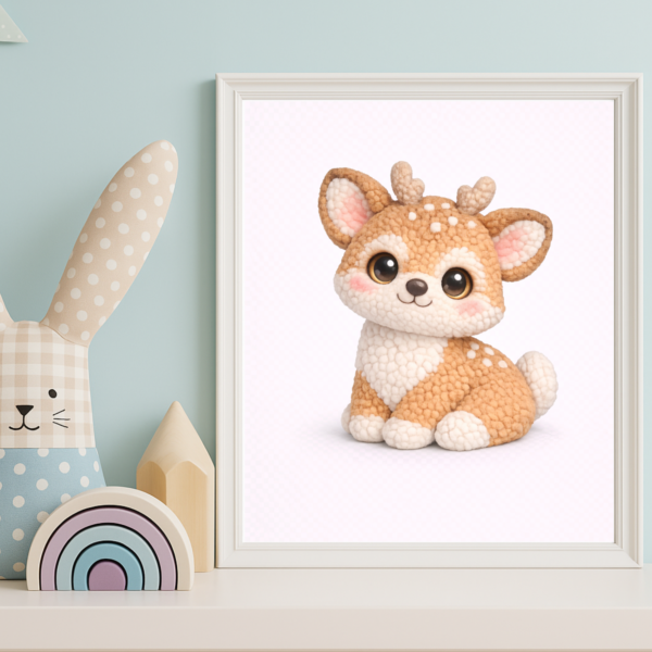 Cute Plush Baby Deer – Nursery Clipart (PNG)