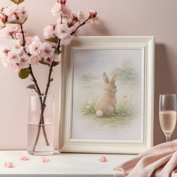 Watercolor Bunny Meadow Clipart